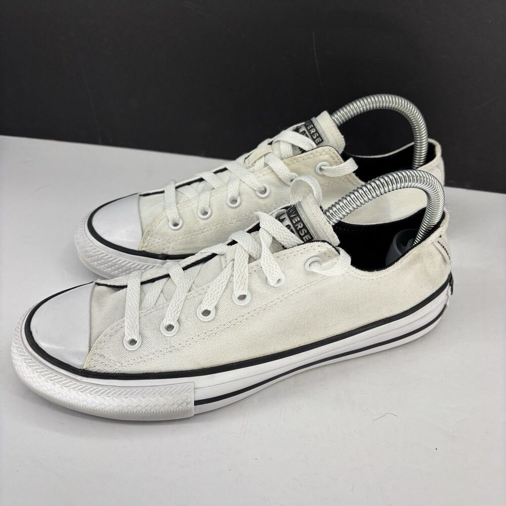 Converse Chuck Taylor All Star OX White Canvas Black Stripe Size 6..... 669783F